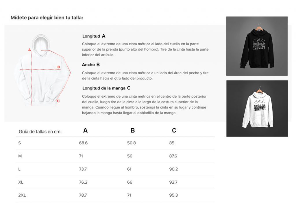 GuÍa Tallas Sudaderas